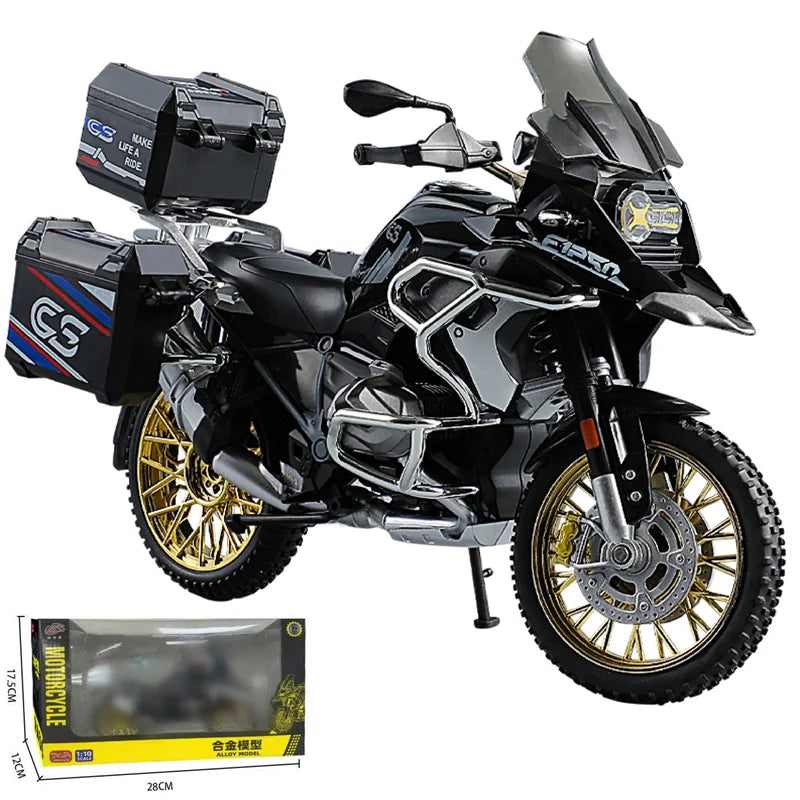 1/10 R1250 GS ADV Alloy Racing Motorcycle Diecast Street Sports Motorcycle Model Simulation Sound Light Collection Children Gift