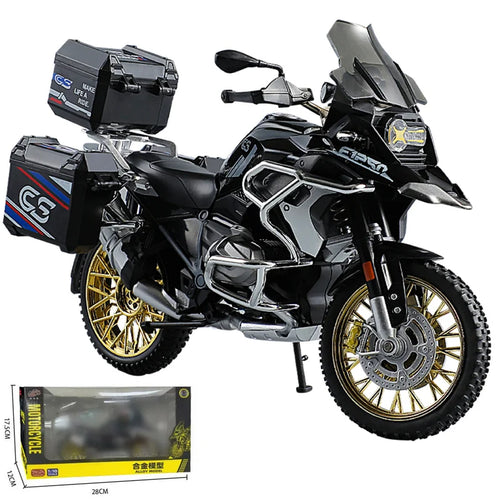 1/10 R1250 GS ADV Alloy Racing Motorcycle Diecast Street Sports Motorcycle Model Simulation Sound Light Collection Children Gift