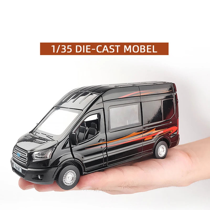 1:35Alloy Bus FORD Transit Van Sprinter Alloy Toy Car Diecast MPV Model Sound Light Pull Back Children Gift Boys for Toys