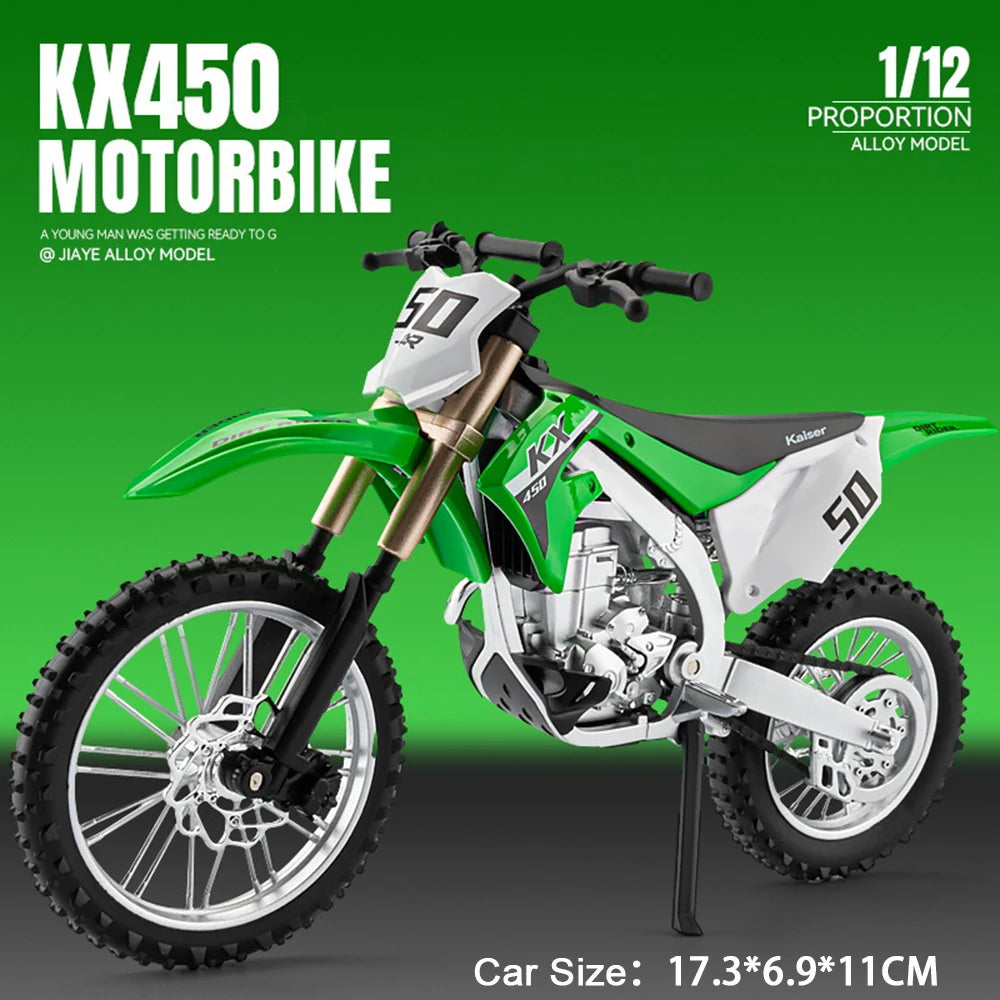 1:12 Kawasaki KX450 Toy Motorcycle Models Alloy Diecast Ninja 400 Motorbikes Shock Absorption Rubber Tires Model Toys Child Gift