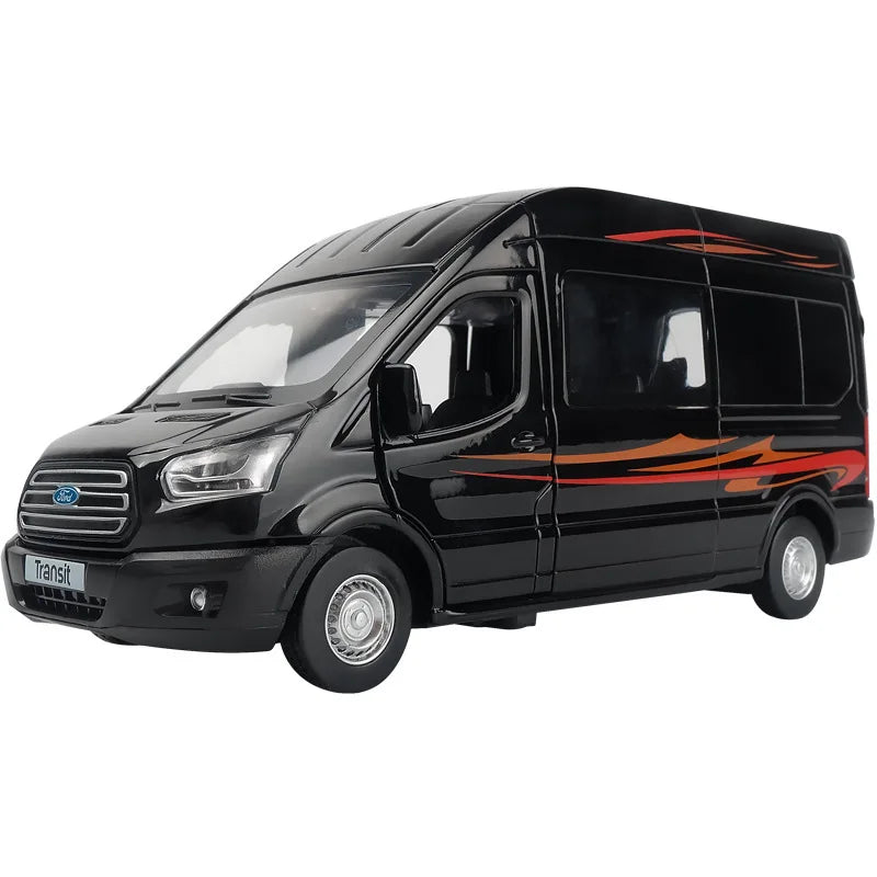1:35Alloy Bus FORD Transit Van Sprinter Alloy Toy Car Diecast MPV Model Sound Light Pull Back Children Gift Boys for Toys