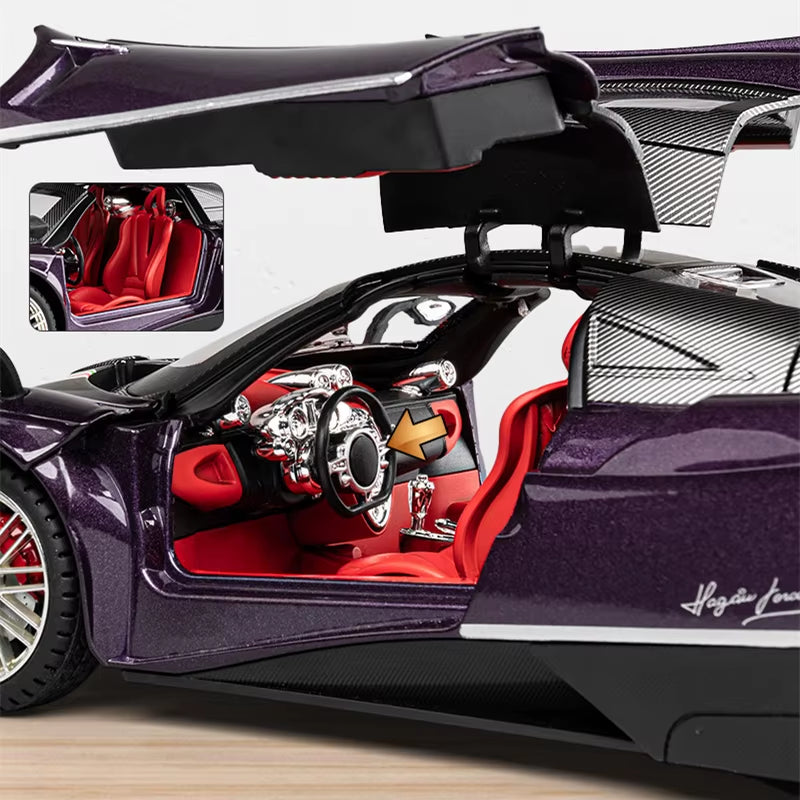 1:18 Pagani Huayra Dinastia Alloy Racing Car Model Diecasts Metal Toy Sports Car Model Simulation Sound and Light Childrens Gift