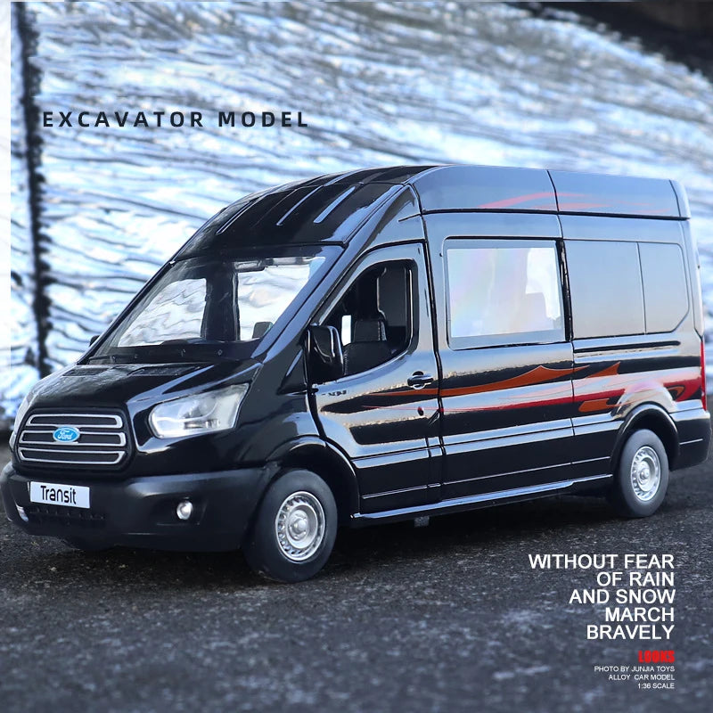 1:35Alloy Bus FORD Transit Van Sprinter Alloy Toy Car Diecast MPV Model Sound Light Pull Back Children Gift Boys for Toys