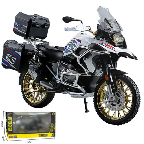 1/10 R1250 GS ADV Alloy Racing Motorcycle Diecast Street Sports Motorcycle Model Simulation Sound Light Collection Children Gift