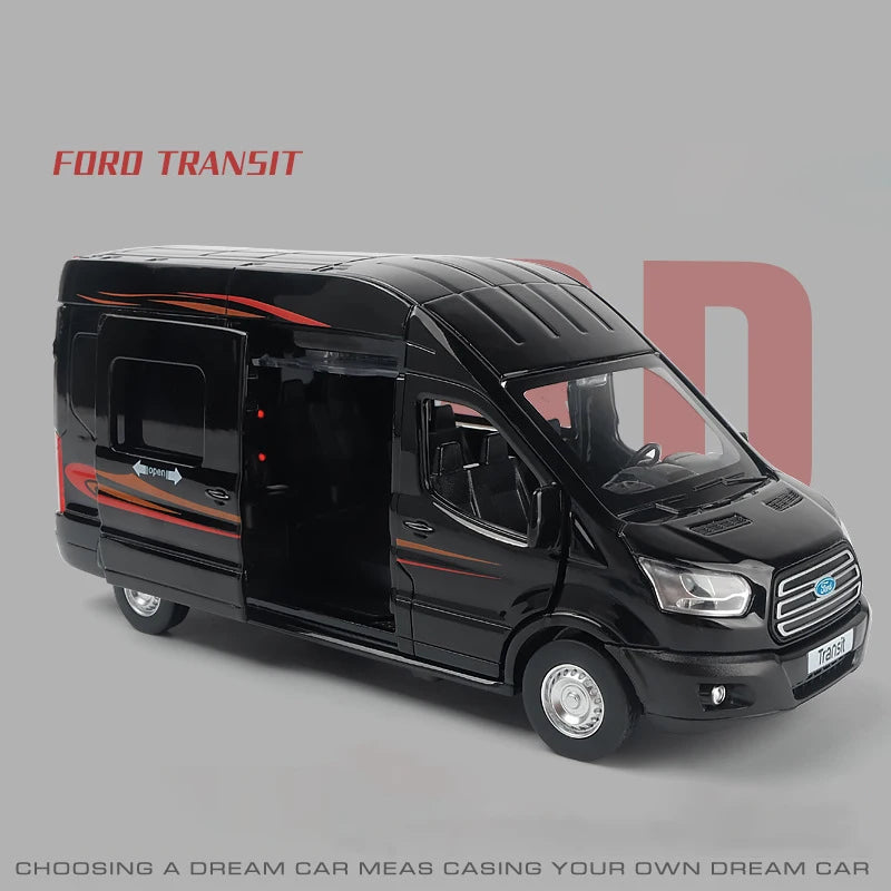 1:35Alloy Bus FORD Transit Van Sprinter Alloy Toy Car Diecast MPV Model Sound Light Pull Back Children Gift Boys for Toys