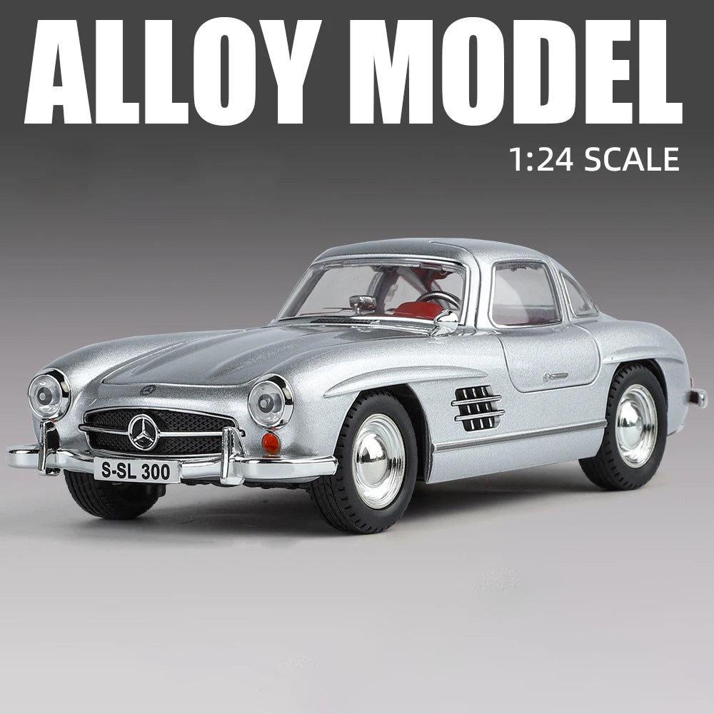1:24 Benzs 300SL Track Version Alloy Sports Car Model Diecast Metal Racing Vehicles Car Model Sound and Light Childrens Toy Gift