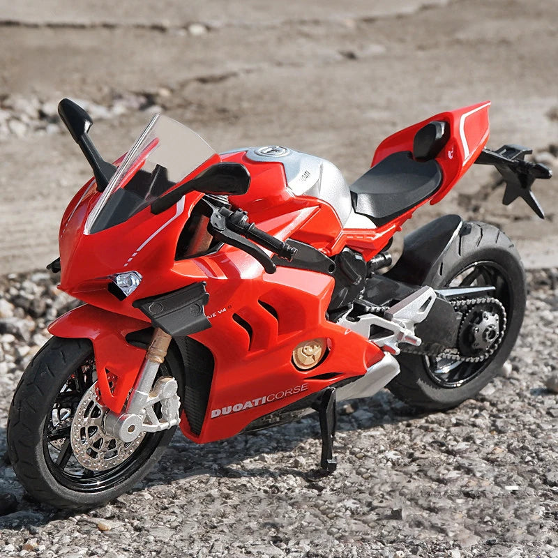 1:12 Ducati V4S Panigale Diecast Motorcycle Model Toy Replica with Sound & Light Birthday Gift Christmas Gift Collection Bike